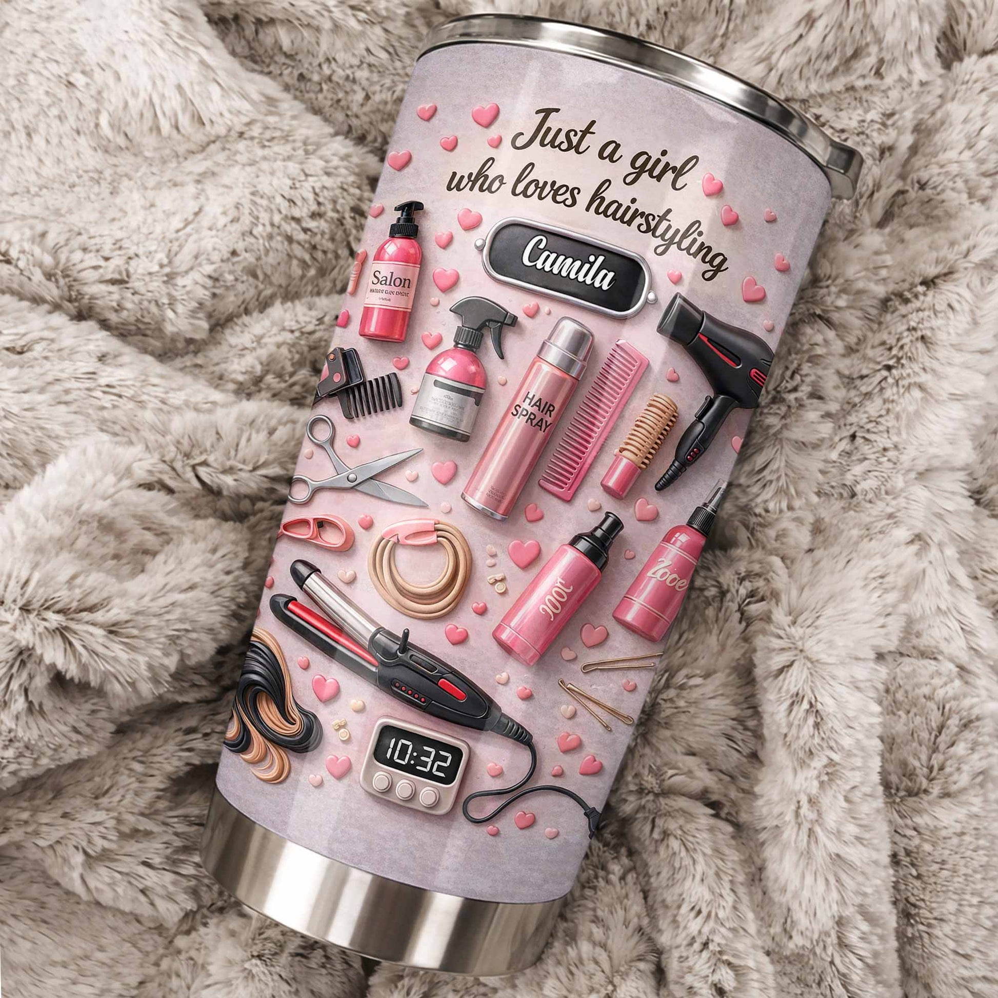 Just A Girl Who Loves Hairstyling With Hearts And Salon Tools