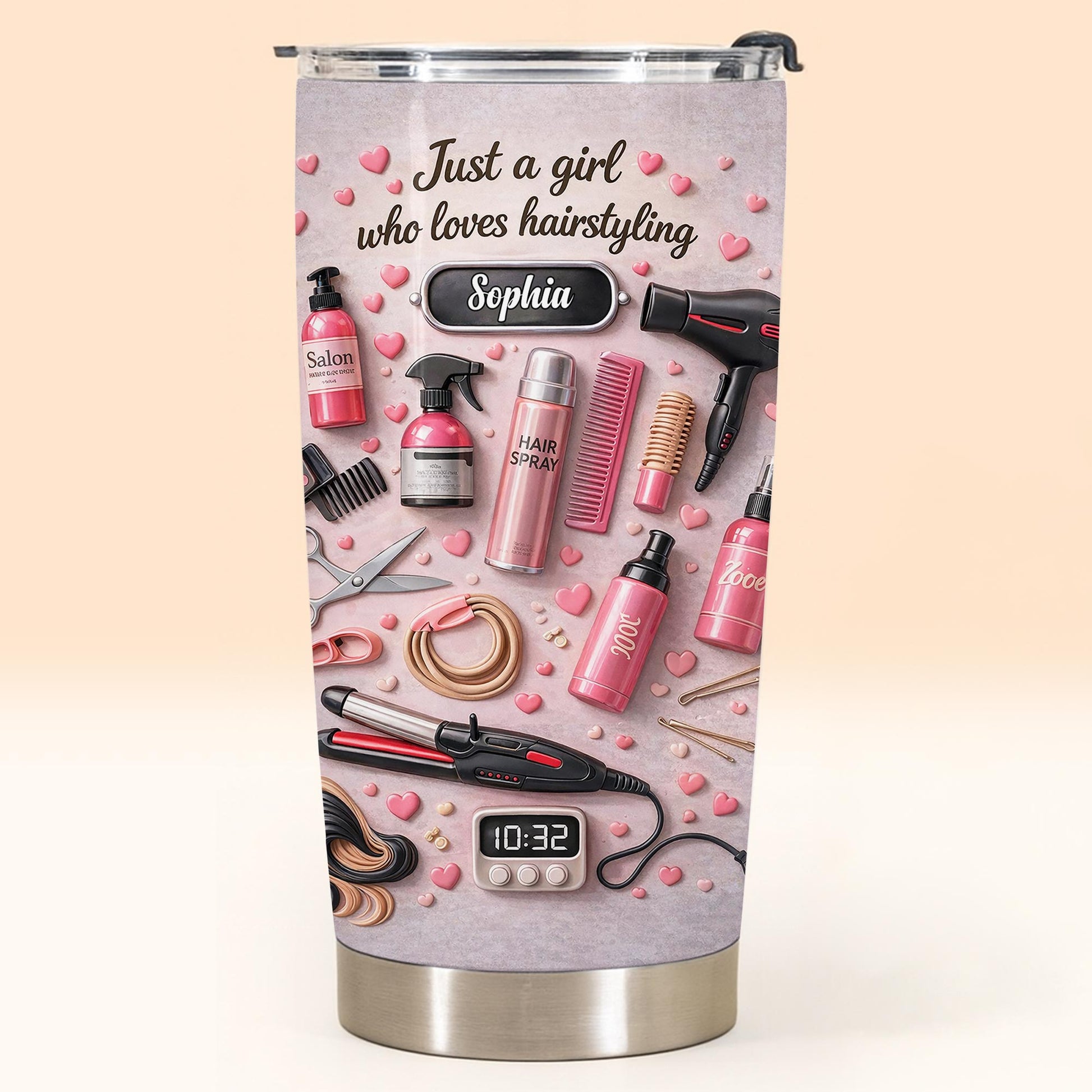 Just A Girl Who Loves Hairstyling With Hearts And Salon Tools