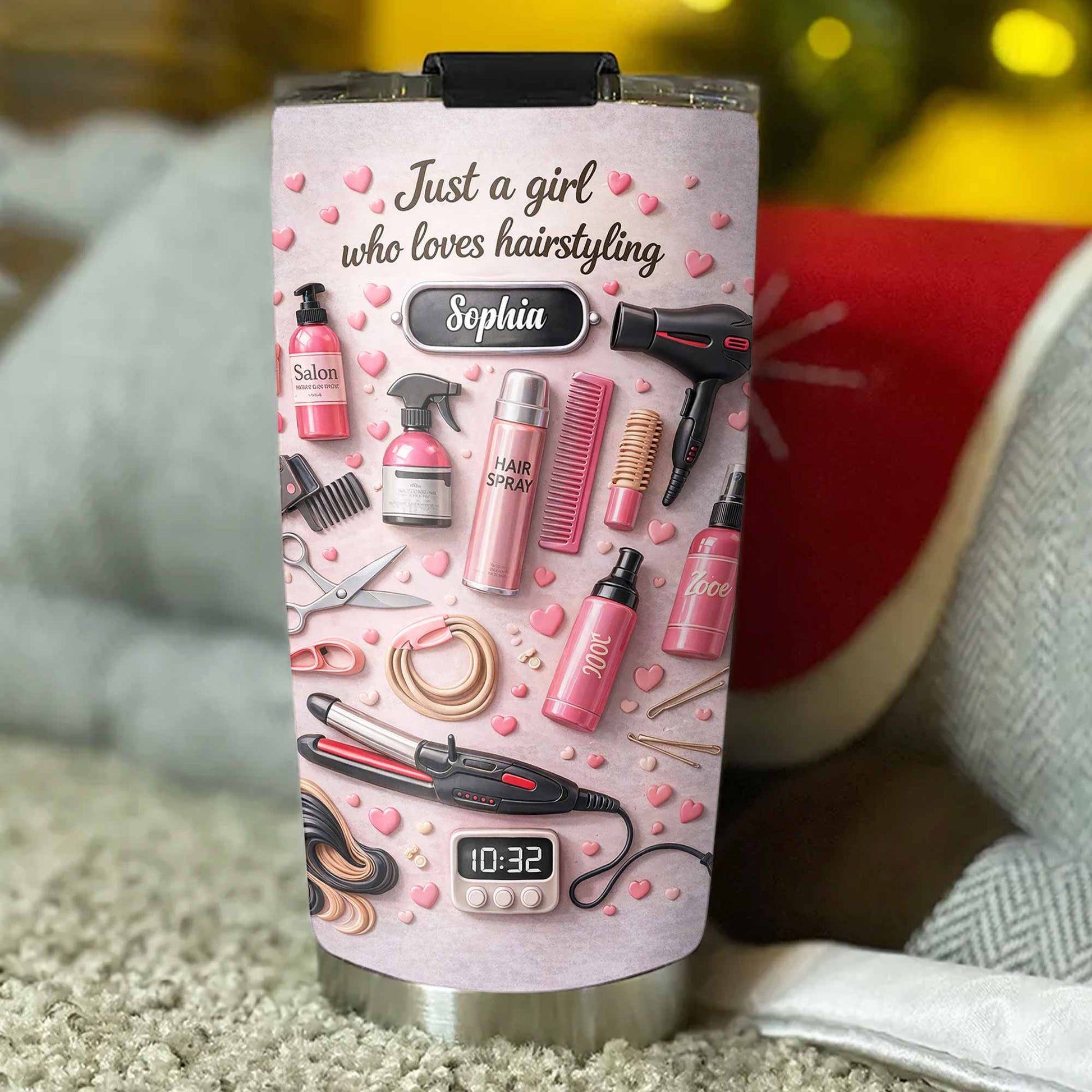 Just A Girl Who Loves Hairstyling With Hearts And Salon Tools