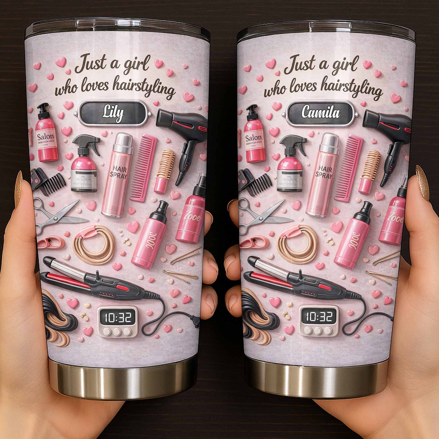 Just A Girl Who Loves Hairstyling With Hearts And Salon Tools