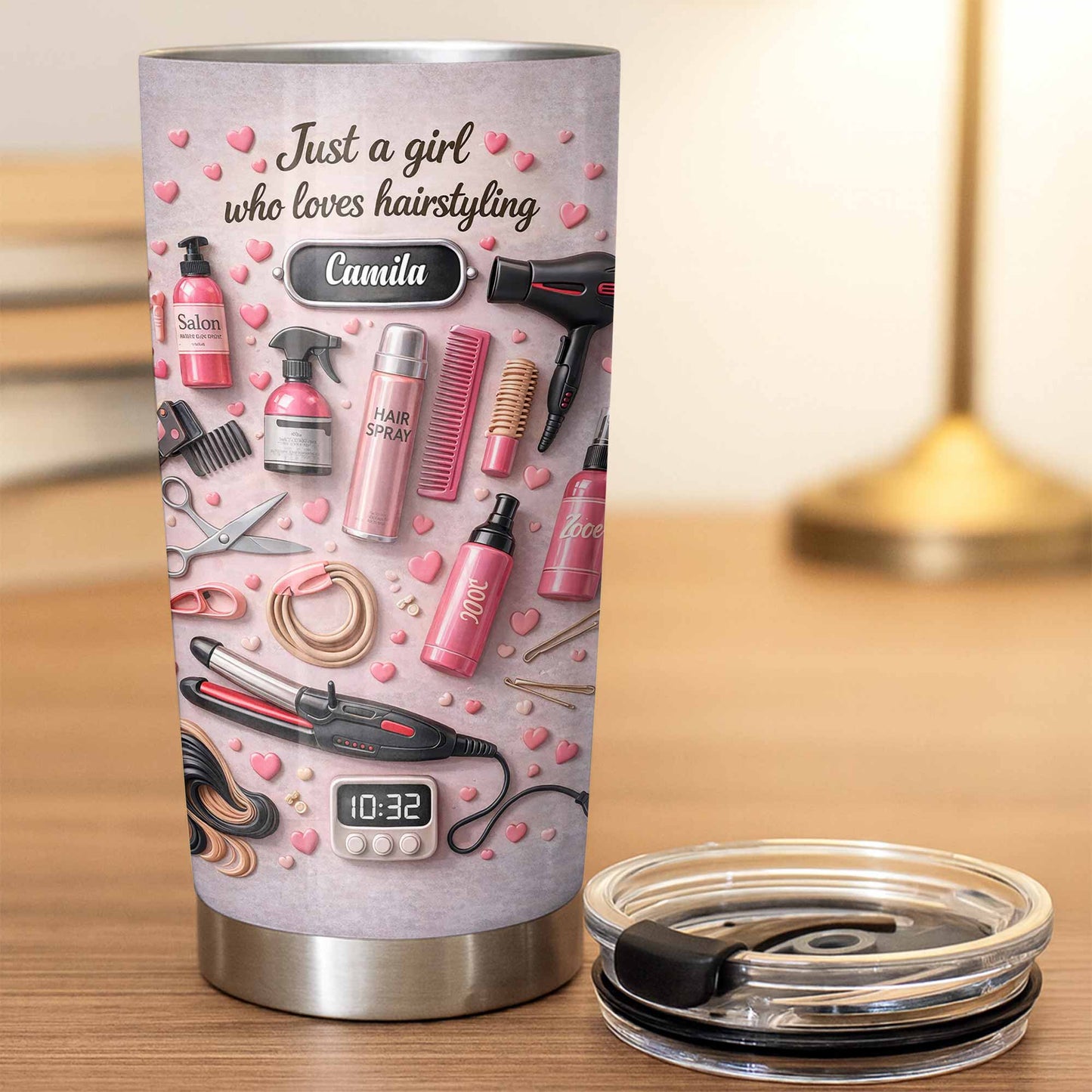 Just A Girl Who Loves Hairstyling With Hearts And Salon Tools