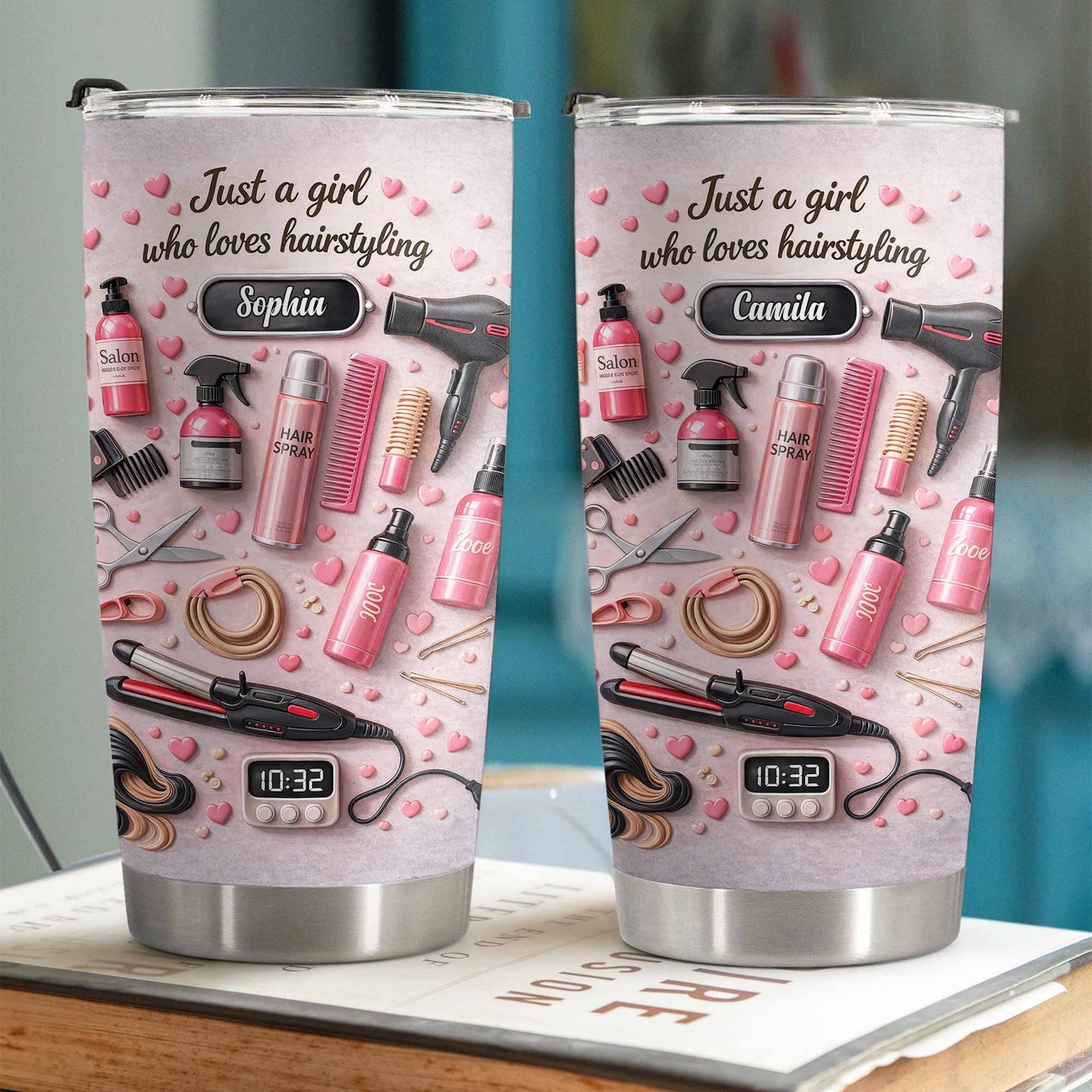 Just A Girl Who Loves Hairstyling With Hearts And Salon Tools