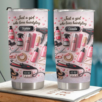 Just A Girl Who Loves Hairstyling With Hearts And Salon Tools