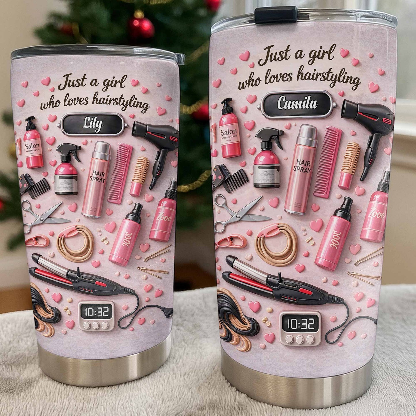 Just A Girl Who Loves Hairstyling With Hearts And Salon Tools