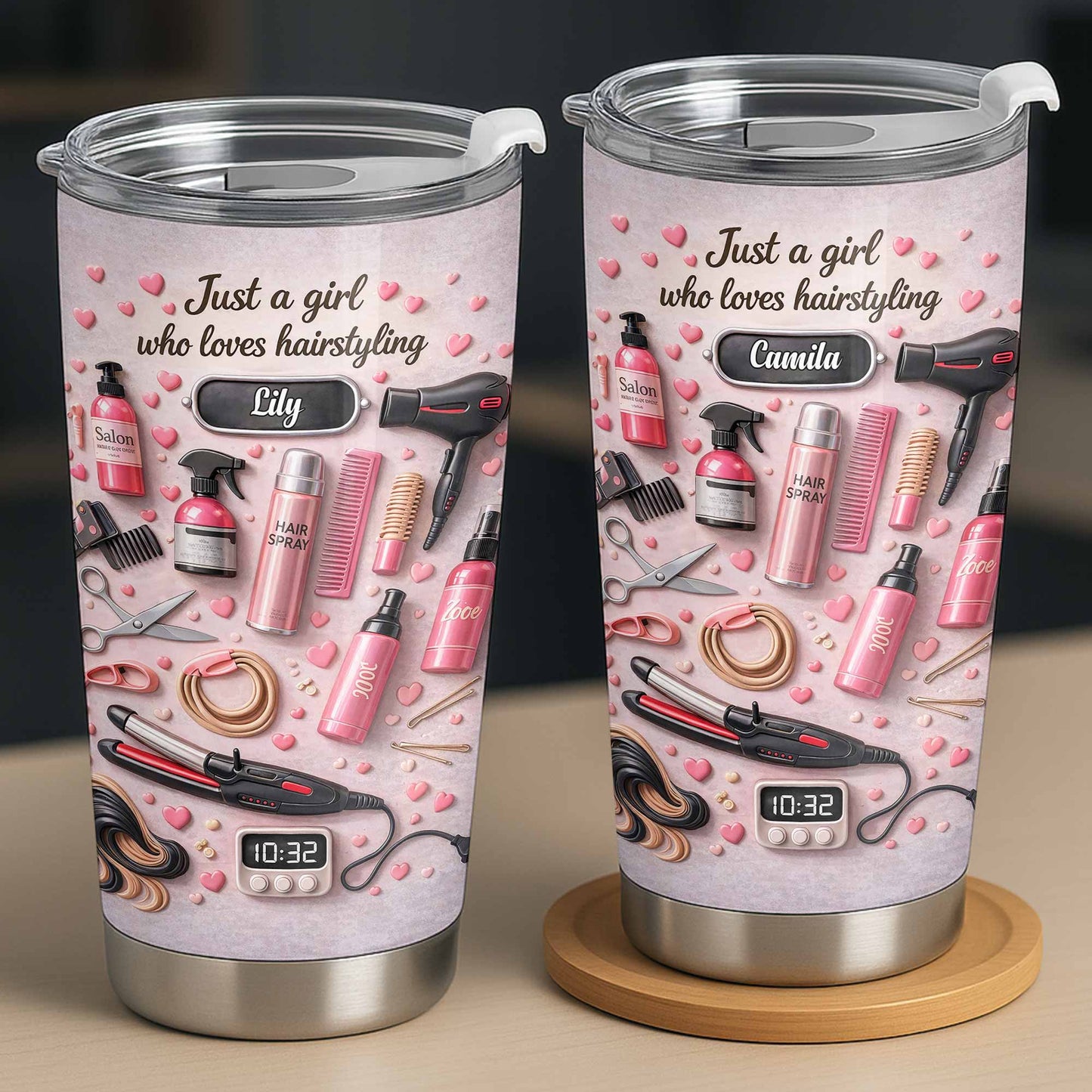 Just A Girl Who Loves Hairstyling With Hearts And Salon Tools