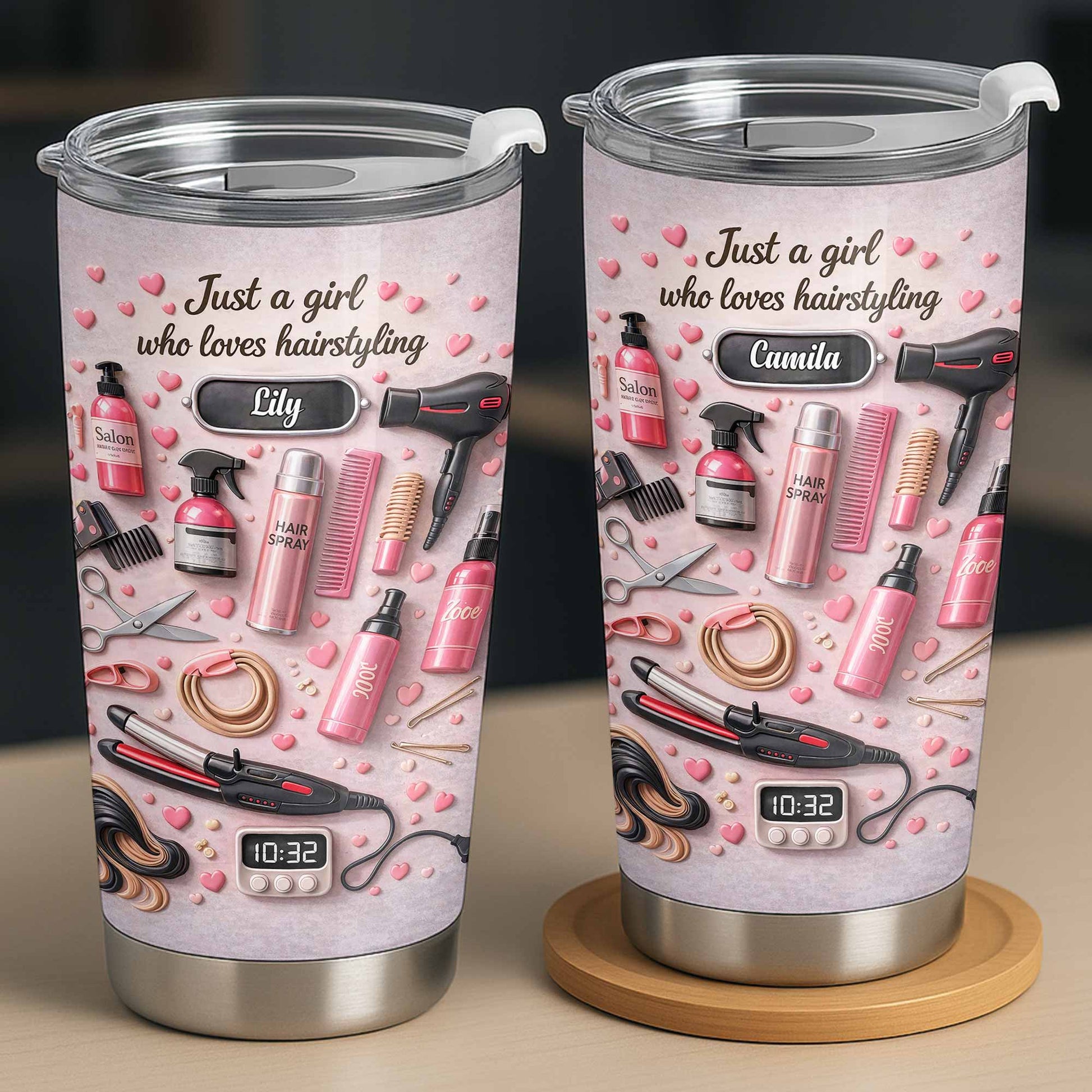 Just A Girl Who Loves Hairstyling With Hearts And Salon Tools