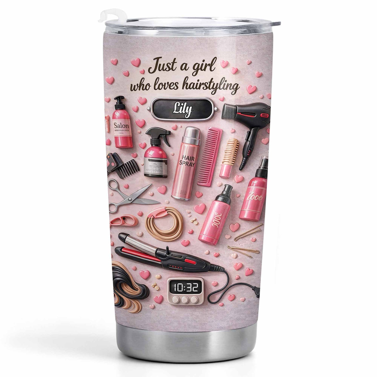 Just A Girl Who Loves Hairstyling With Hearts And Salon Tools