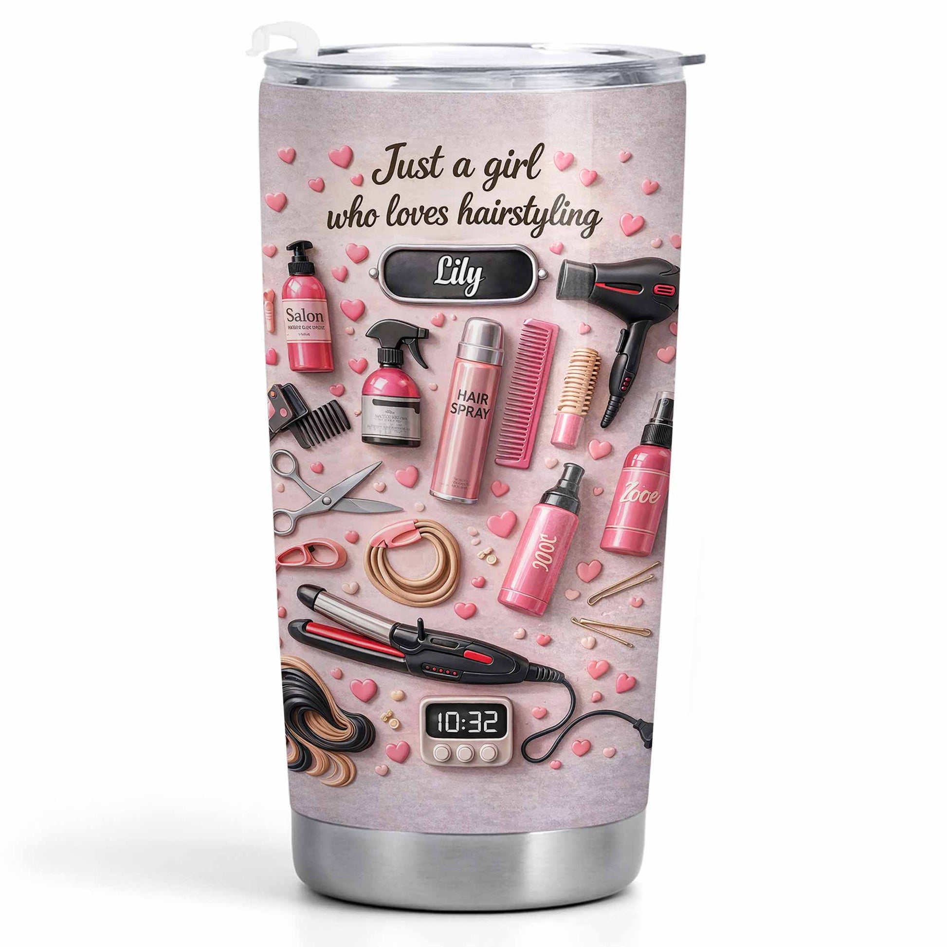 Just A Girl Who Loves Hairstyling With Hearts And Salon Tools