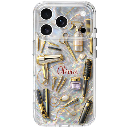 Styling With Passion And Elegance Gold Hair Salon Tools Pattern