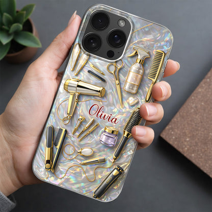 Styling With Passion And Elegance Gold Hair Salon Tools Pattern