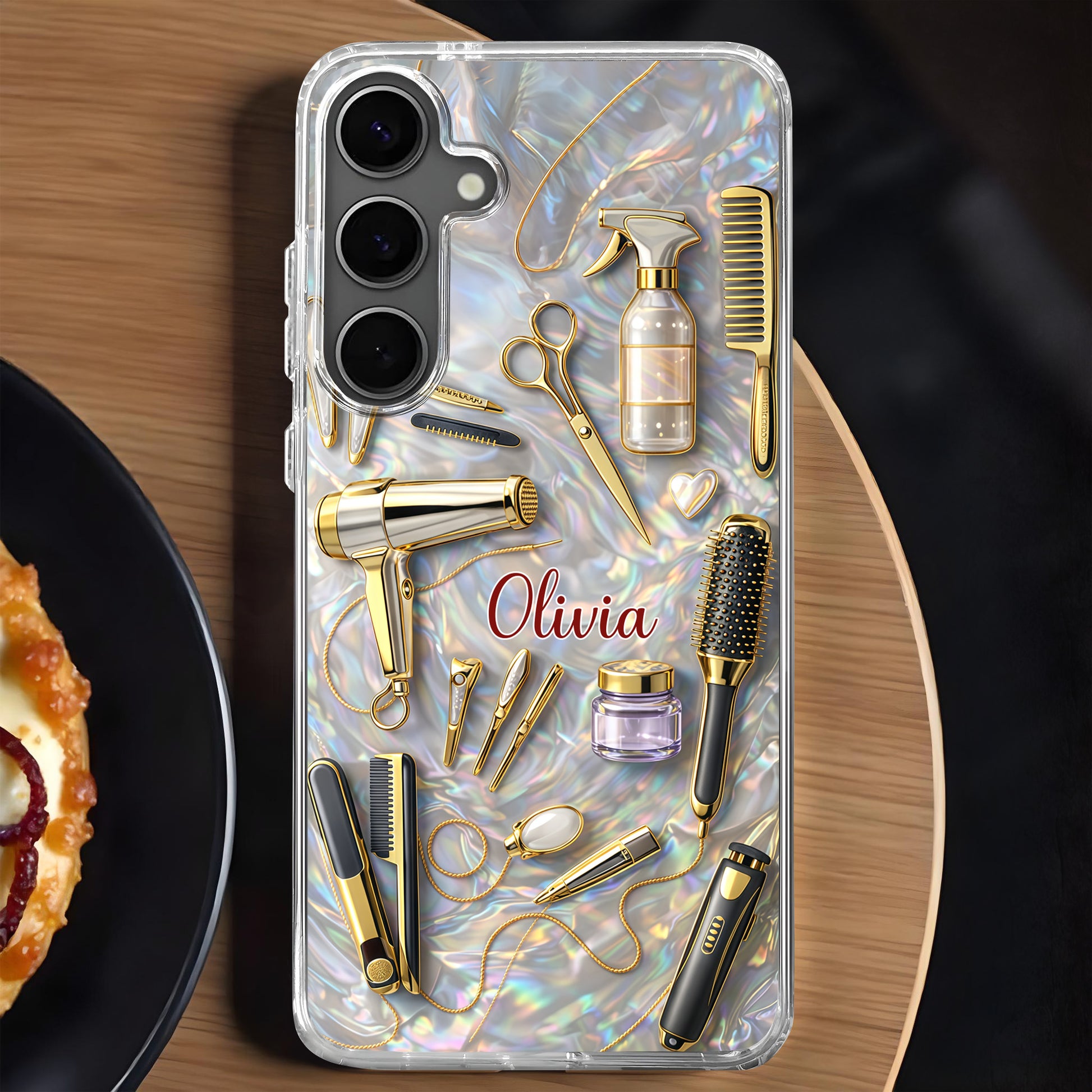 Styling With Passion And Elegance Gold Hair Salon Tools Pattern