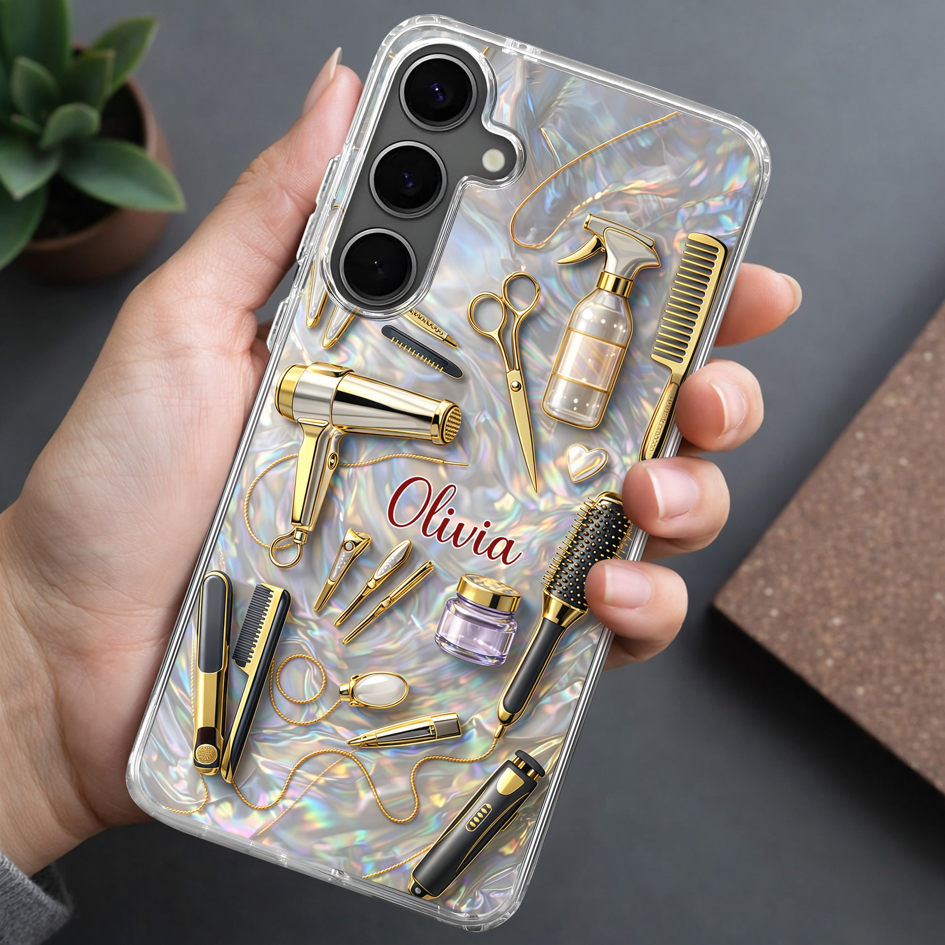 Styling With Passion And Elegance Gold Hair Salon Tools Pattern