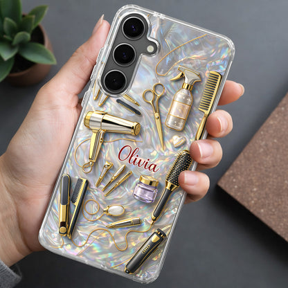 Styling With Passion And Elegance Gold Hair Salon Tools Pattern