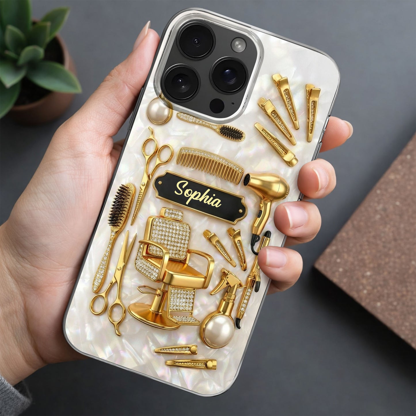 Master Of Style Hair Salon Tools And Golden Barber Chair