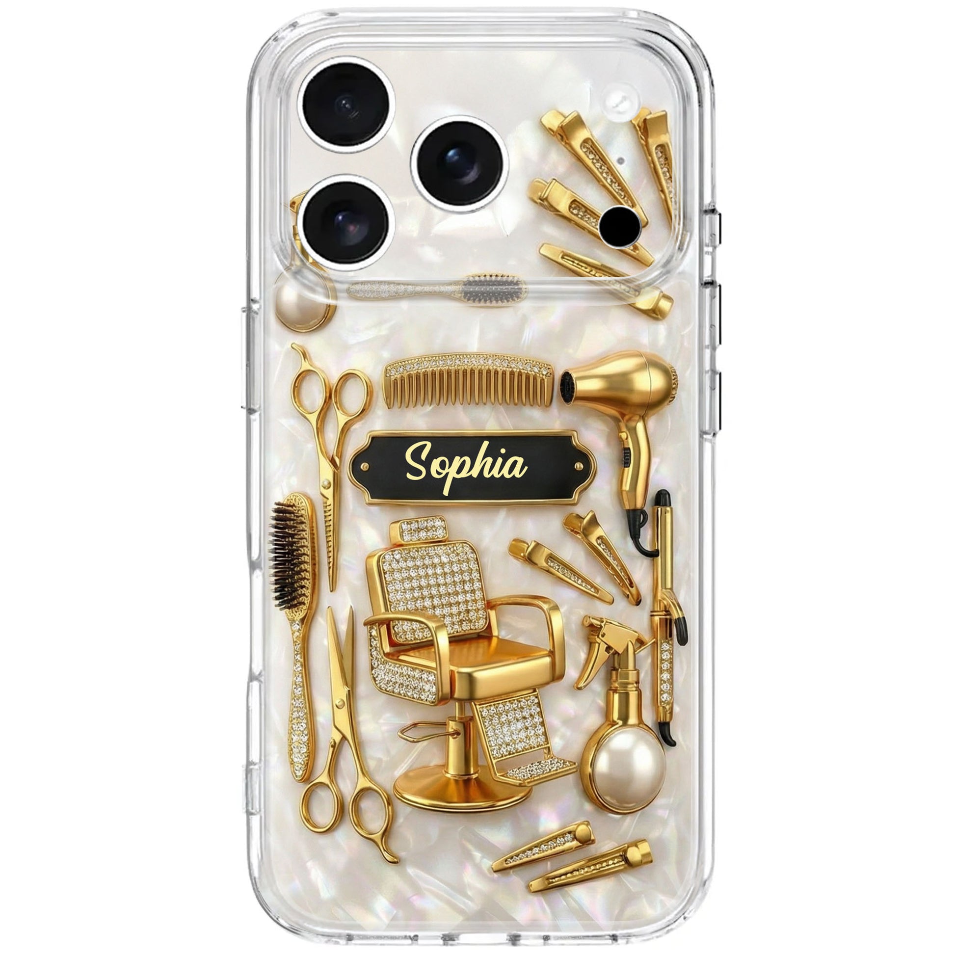 Master Of Style Hair Salon Tools And Golden Barber Chair