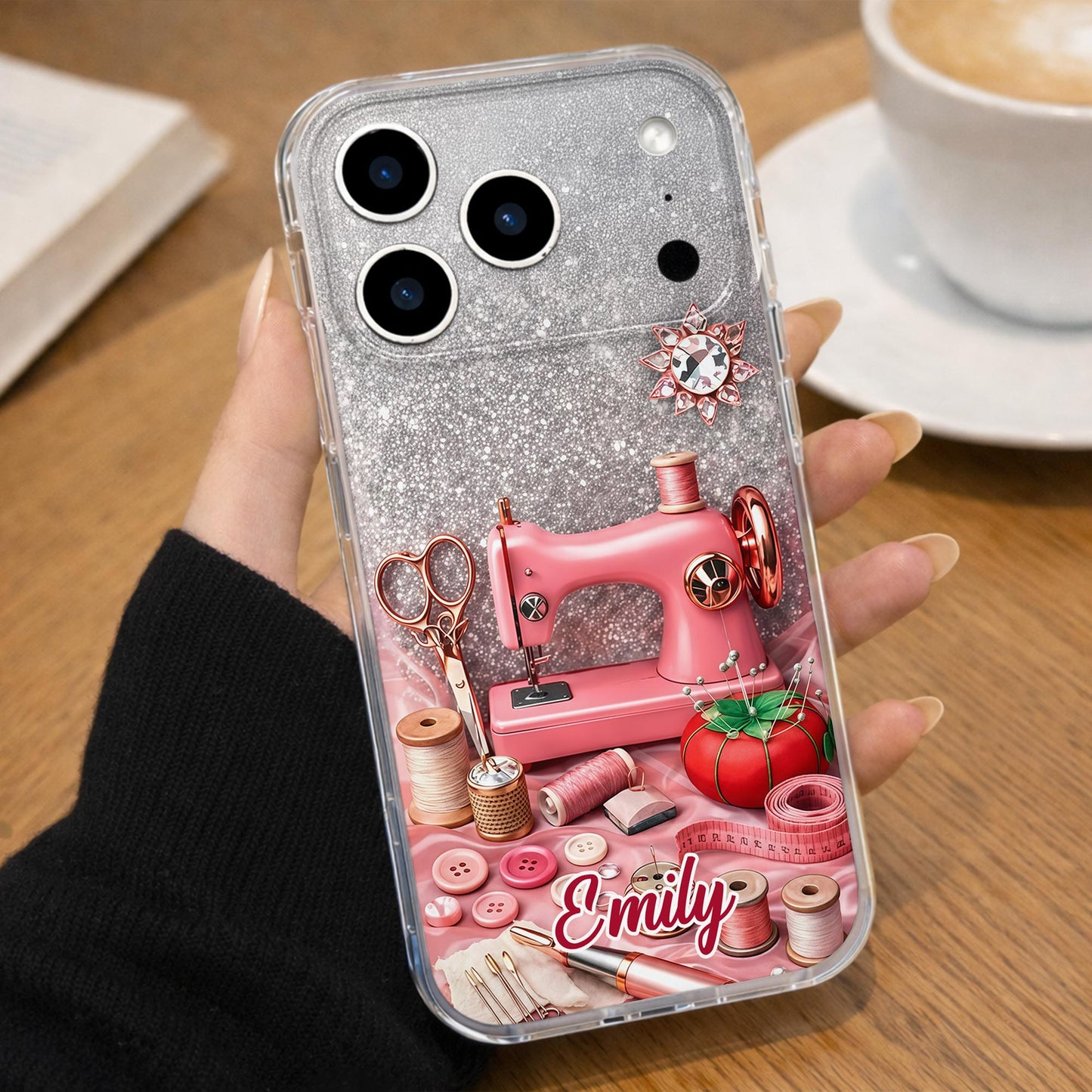 Stitching With Love Personalized Sewing Machine And Craft Supplies Design