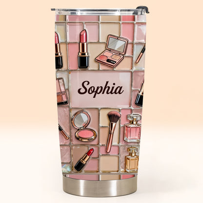 Just A Girl Who Loves Make Up With Lipstick And Cosmetic Palette