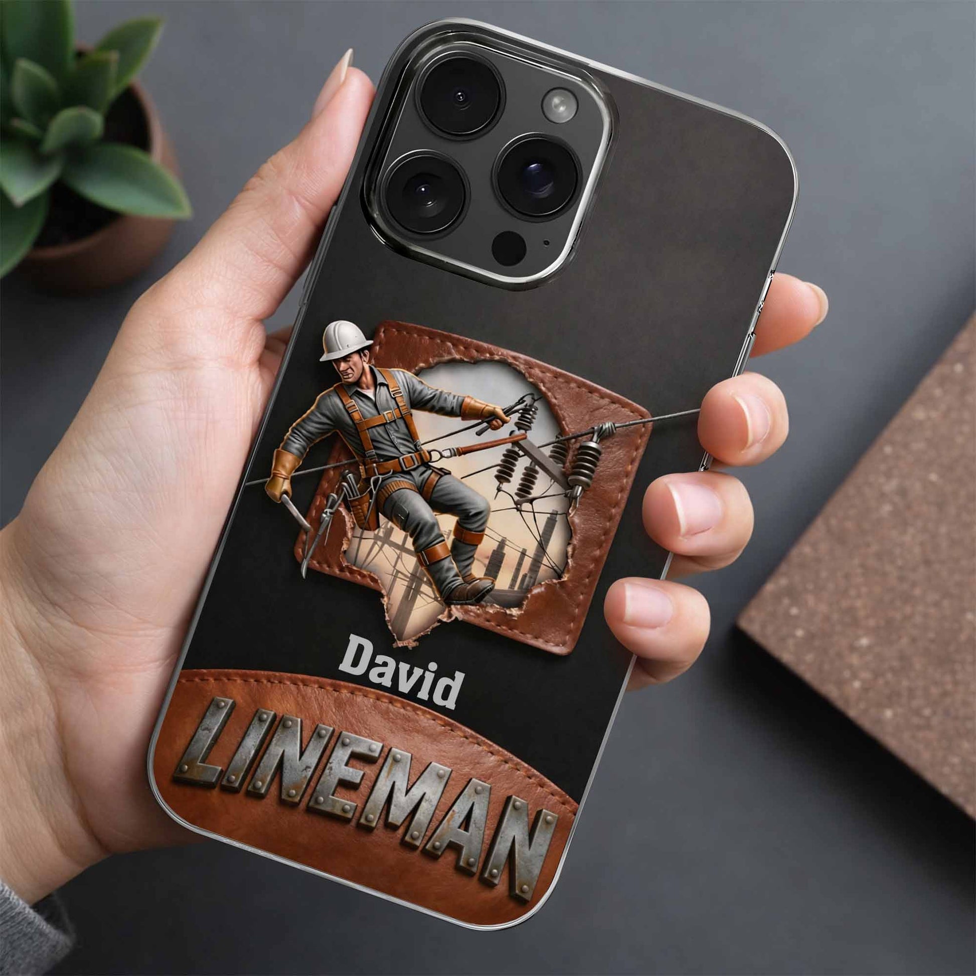 Lineman Utility Worker Working On Power Lines