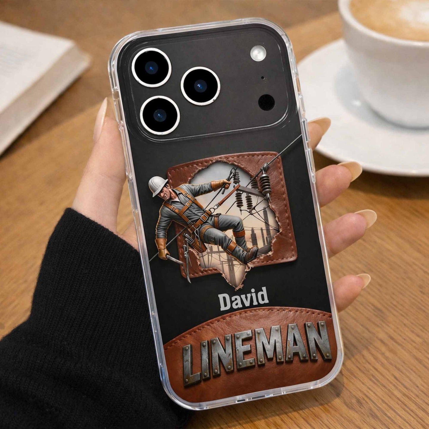 Lineman Utility Worker Working On Power Lines