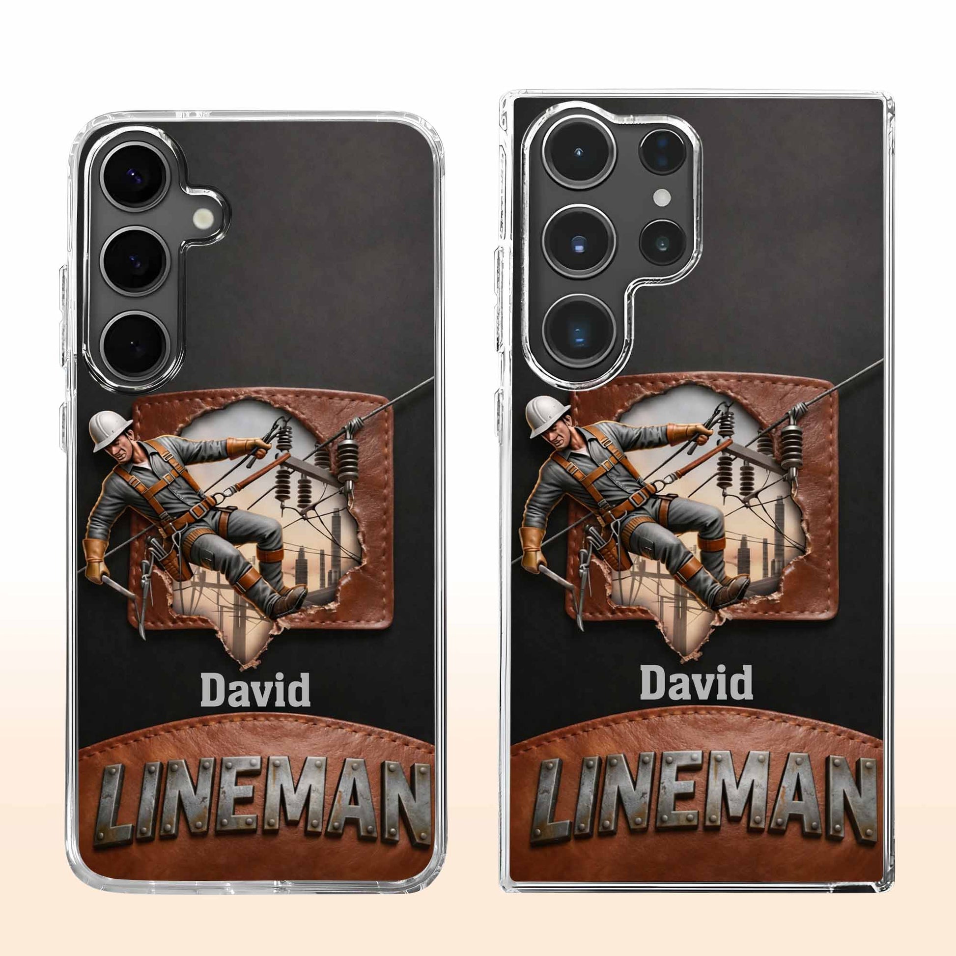 Lineman Utility Worker Working On Power Lines