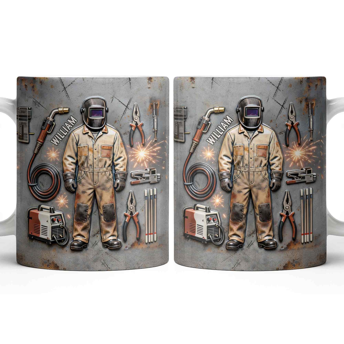 Hardworking Welder At Service With Welding Tools And Gear