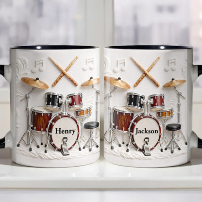 A Drummer's Heart Beats With Rhythm Custom Drum Set And Music Notes