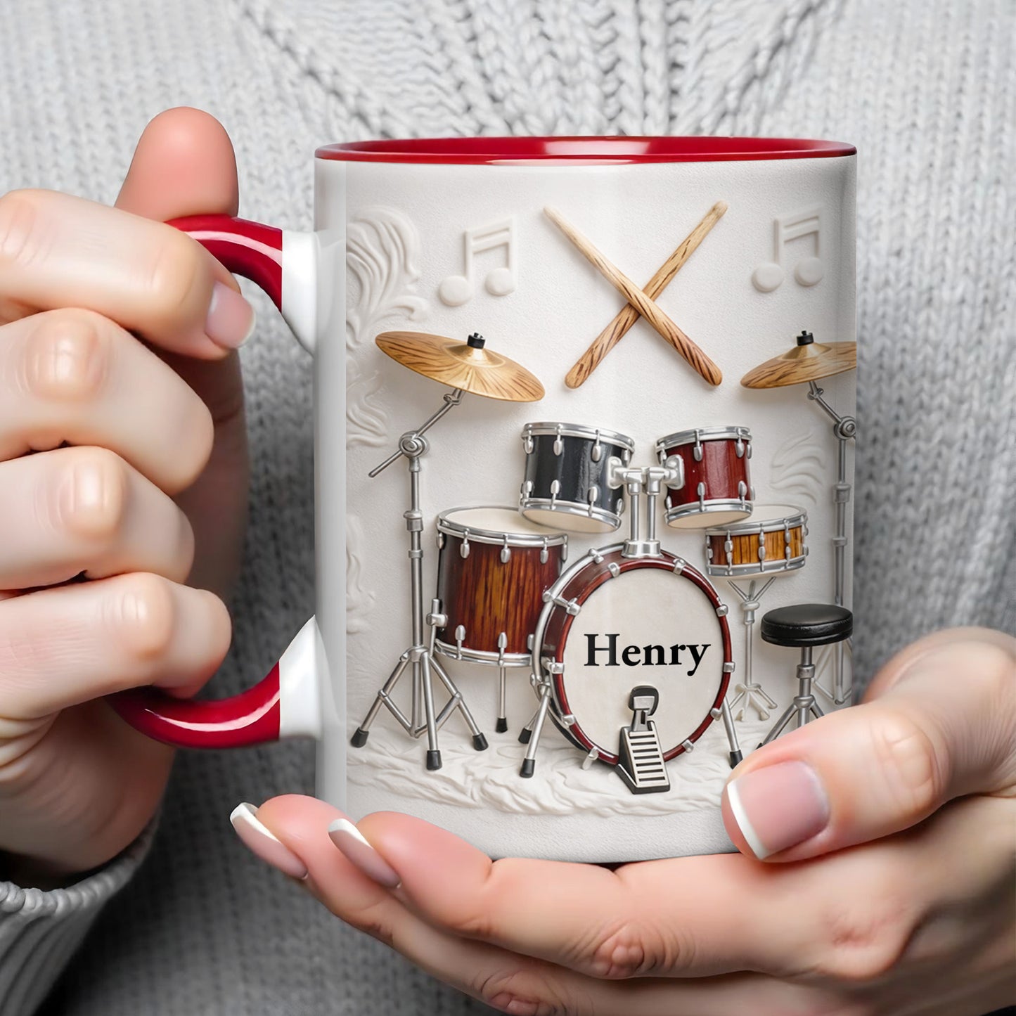 A Drummer's Heart Beats With Rhythm Custom Drum Set And Music Notes