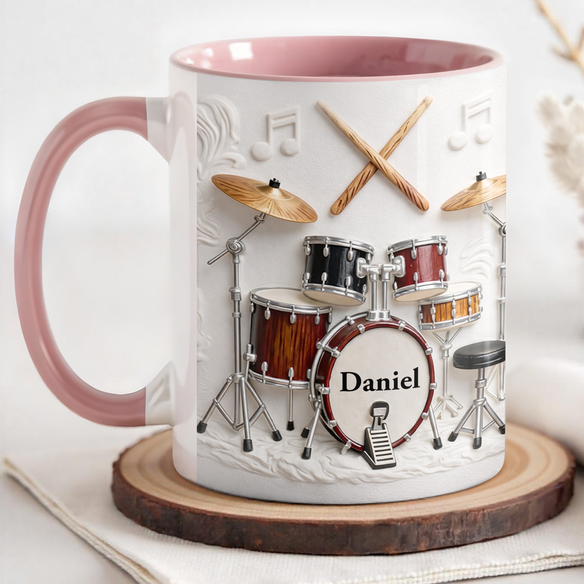A Drummer's Heart Beats With Rhythm Custom Drum Set And Music Notes