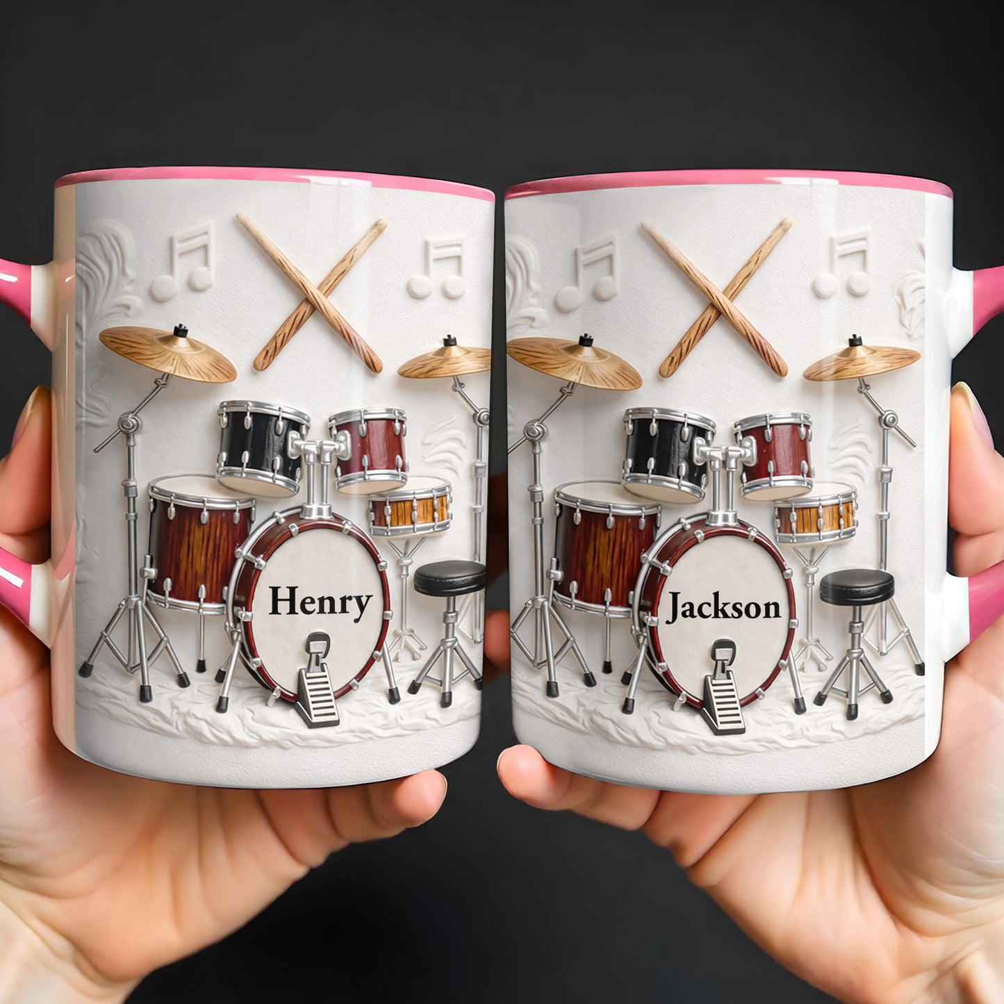 A Drummer's Heart Beats With Rhythm Custom Drum Set And Music Notes