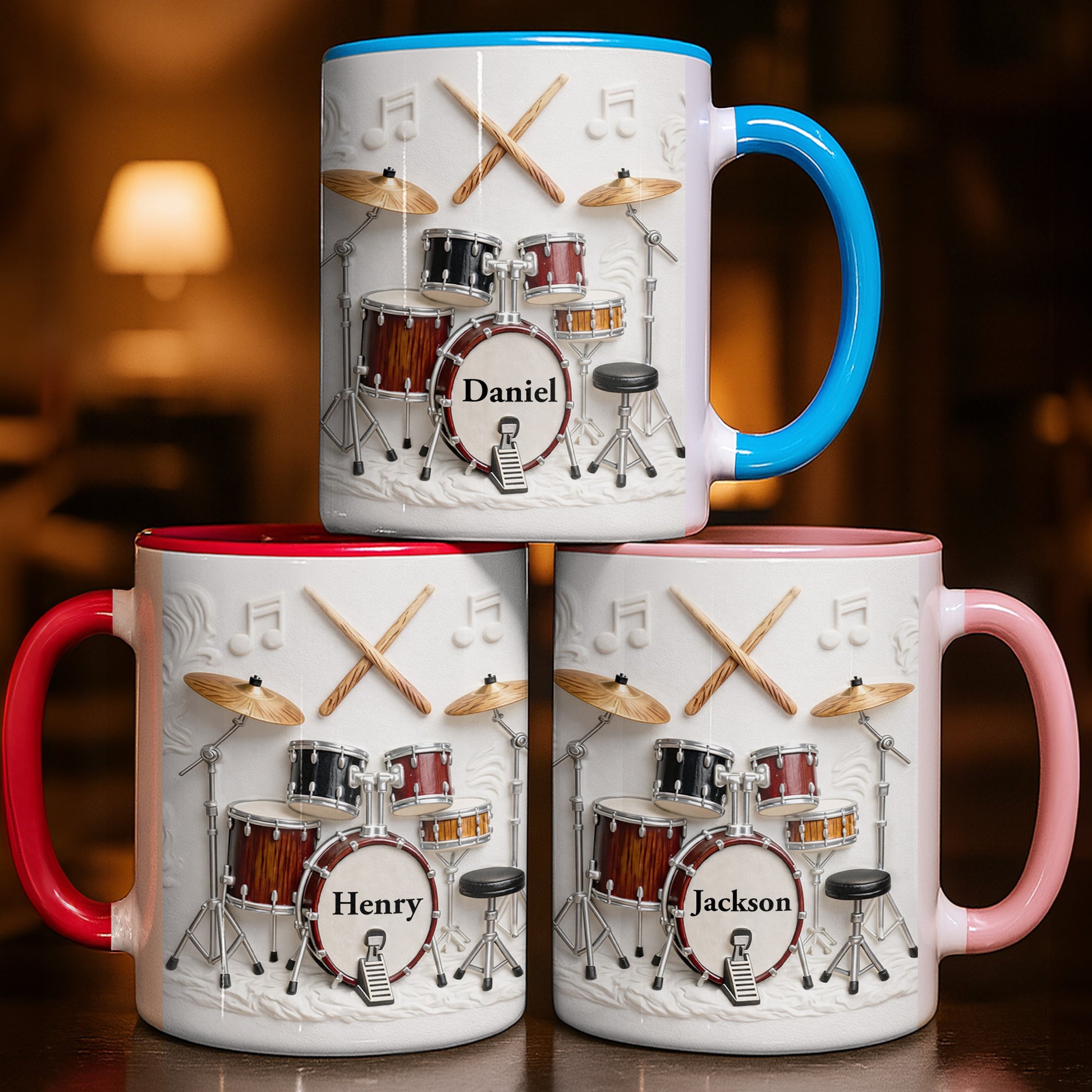 A Drummer's Heart Beats With Rhythm Custom Drum Set And Music Notes
