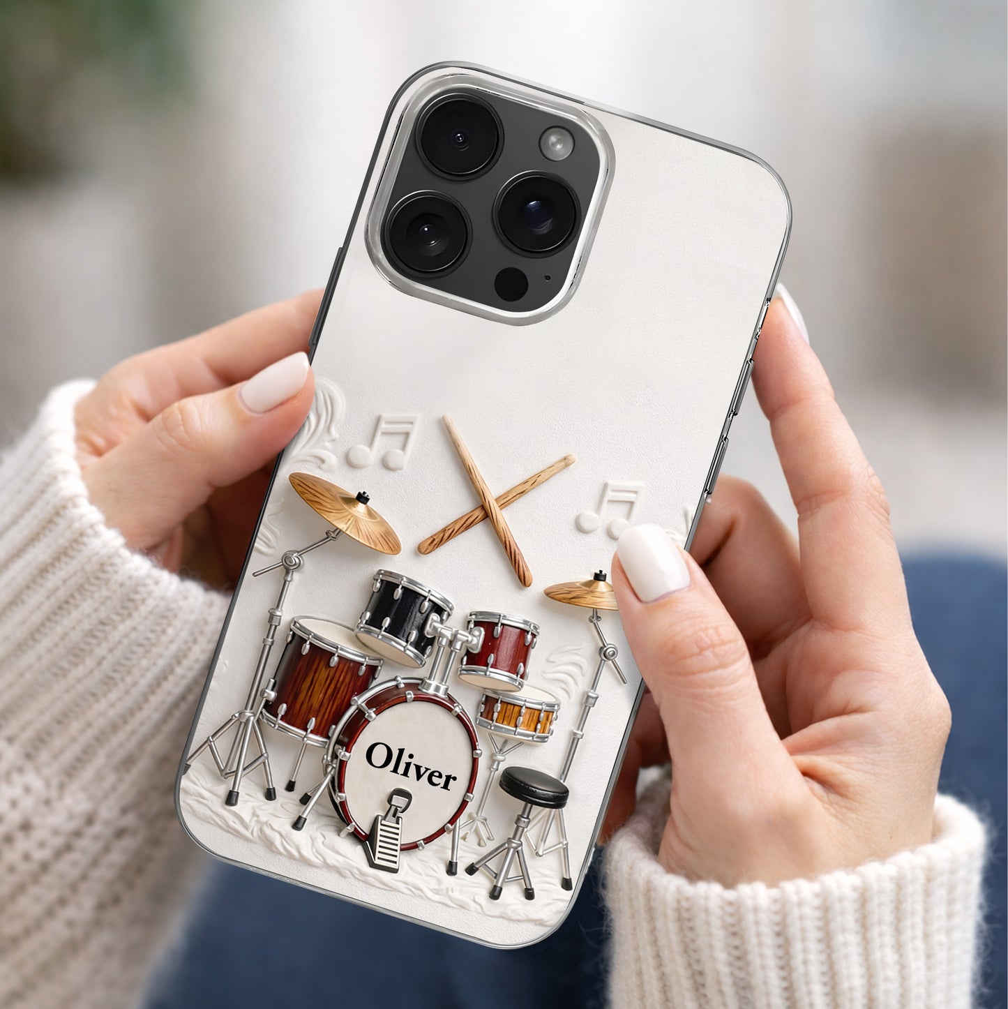 A Passion For Rhythm With 3D Drum Kit And Musical Notes