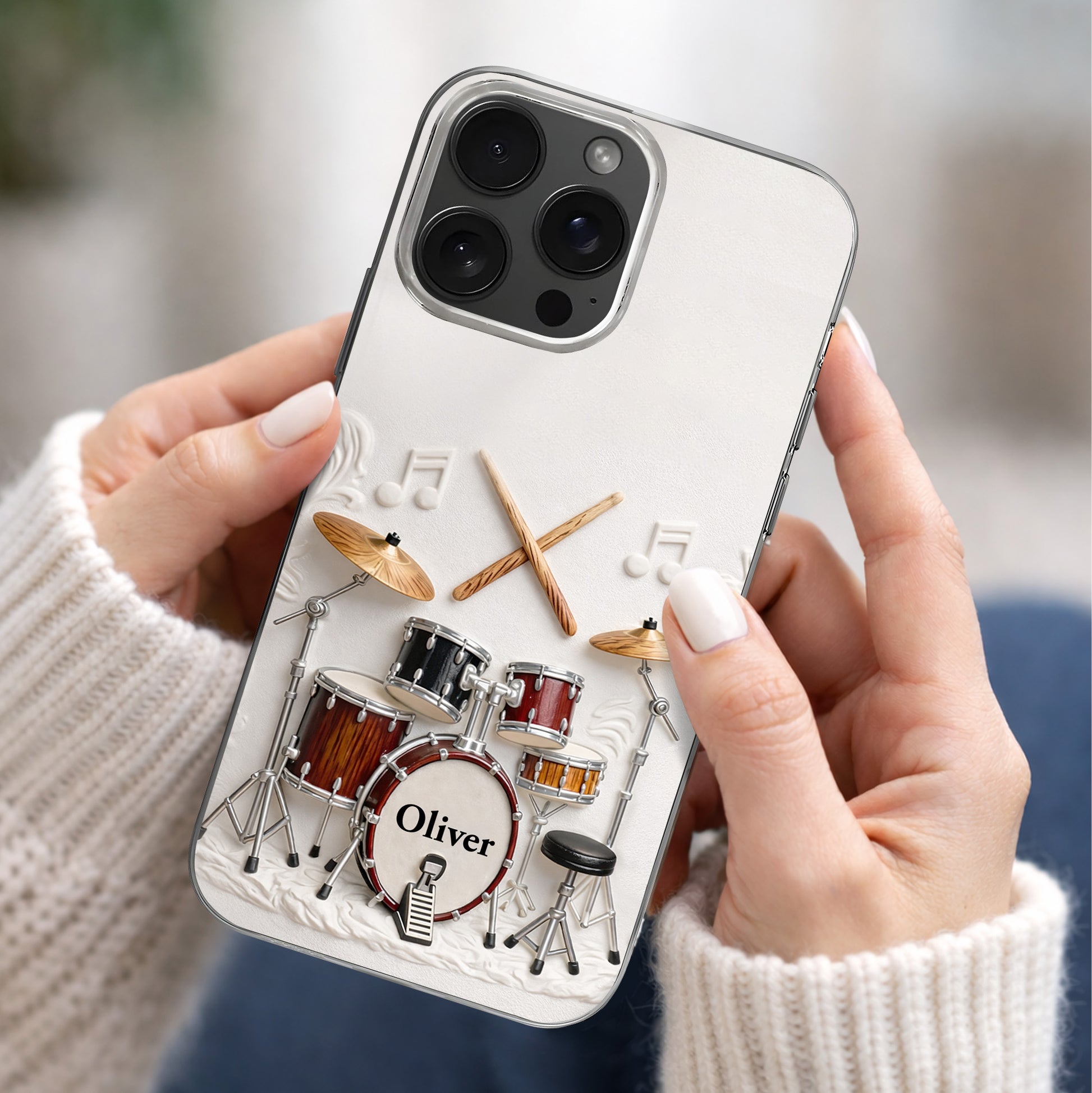 A Passion For Rhythm With 3D Drum Kit And Musical Notes