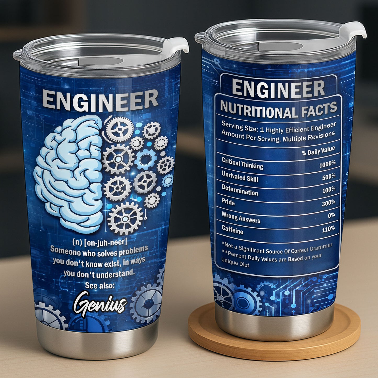 Engineer Someone Who Solves Problems Brain And Gears Design - Personalized Custom Stainless Steel Tumbler 20oz 30oz - JBS136_TB
