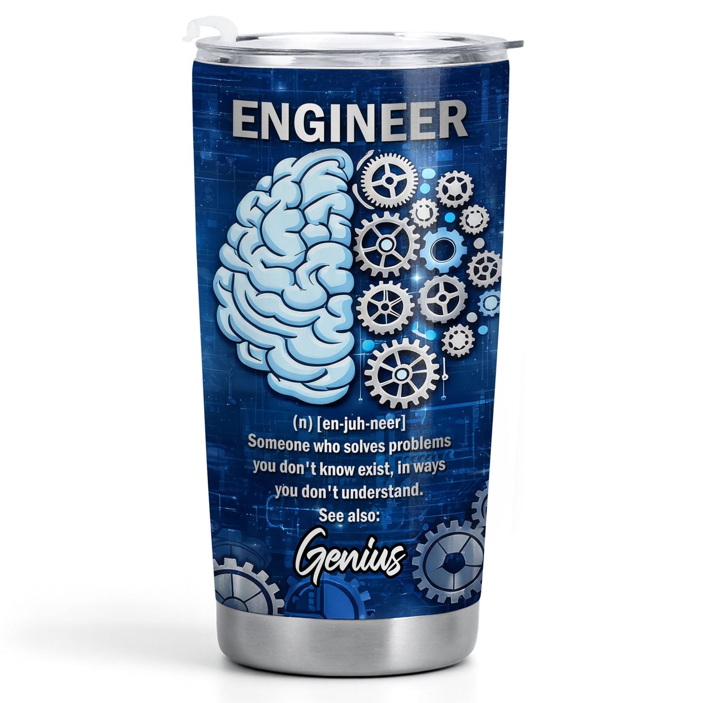 Engineer Someone Who Solves Problems Brain And Gears Design - Personalized Custom Stainless Steel Tumbler 20oz 30oz - JBS136_TB