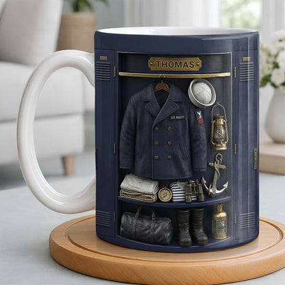 US Navy Locker With Uniform Anchor And Sailor Gear