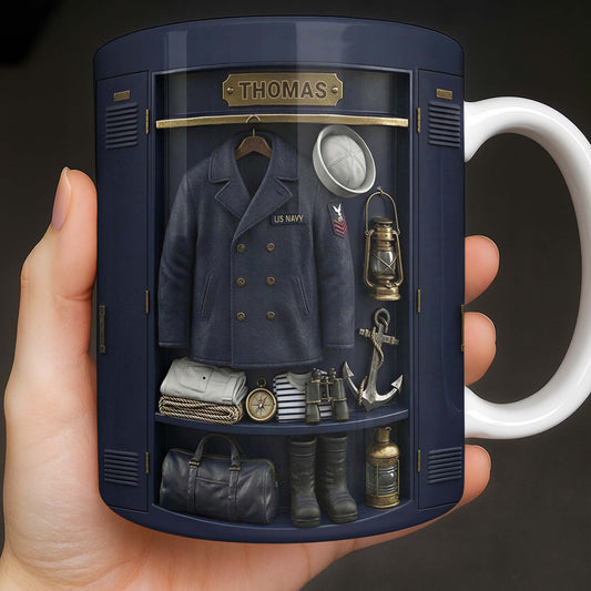 US Navy Locker With Uniform Anchor And Sailor Gear