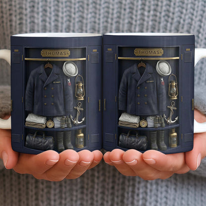 US Navy Locker With Uniform Anchor And Sailor Gear