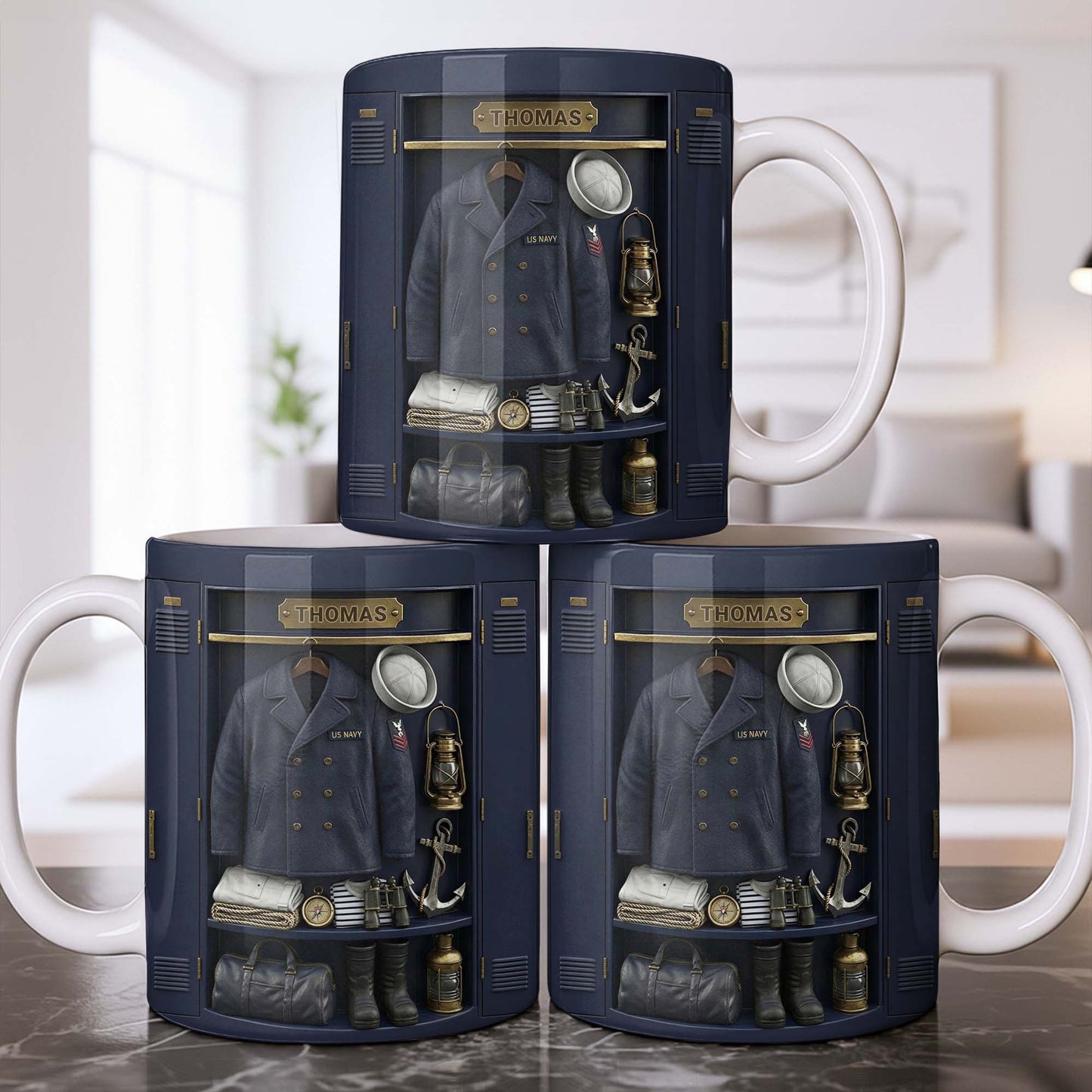 US Navy Locker With Uniform Anchor And Sailor Gear