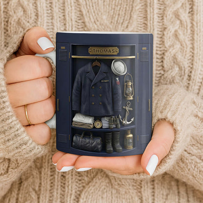 US Navy Locker With Uniform Anchor And Sailor Gear