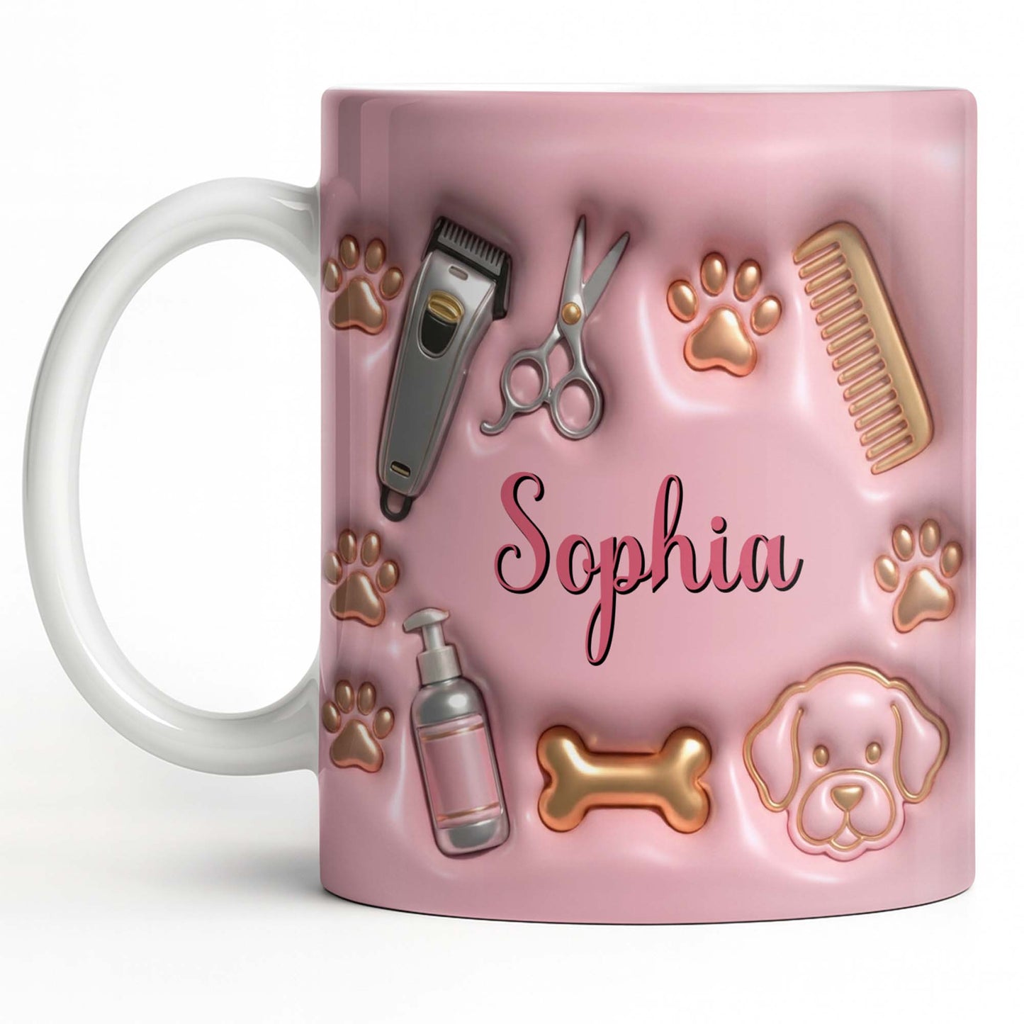 Professional Pet Grooming Accessories Dog Paws Bone And Scissors - Personalized Custom Coffee Mug - JBS151_MG