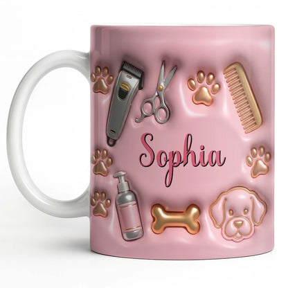 Professional Pet Grooming Accessories Dog Paws Bone And Scissors - Personalized Custom Coffee Mug - JBS151_MG