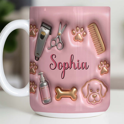 Professional Pet Grooming Accessories Dog Paws Bone And Scissors - Personalized Custom Coffee Mug - JBS151_MG