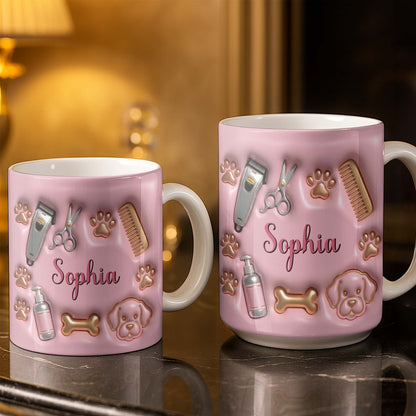 Professional Pet Grooming Accessories Dog Paws Bone And Scissors - Personalized Custom Coffee Mug - JBS151_MG