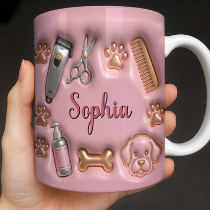 Professional Pet Grooming Accessories Dog Paws Bone And Scissors - Personalized Custom Coffee Mug - JBS151_MG