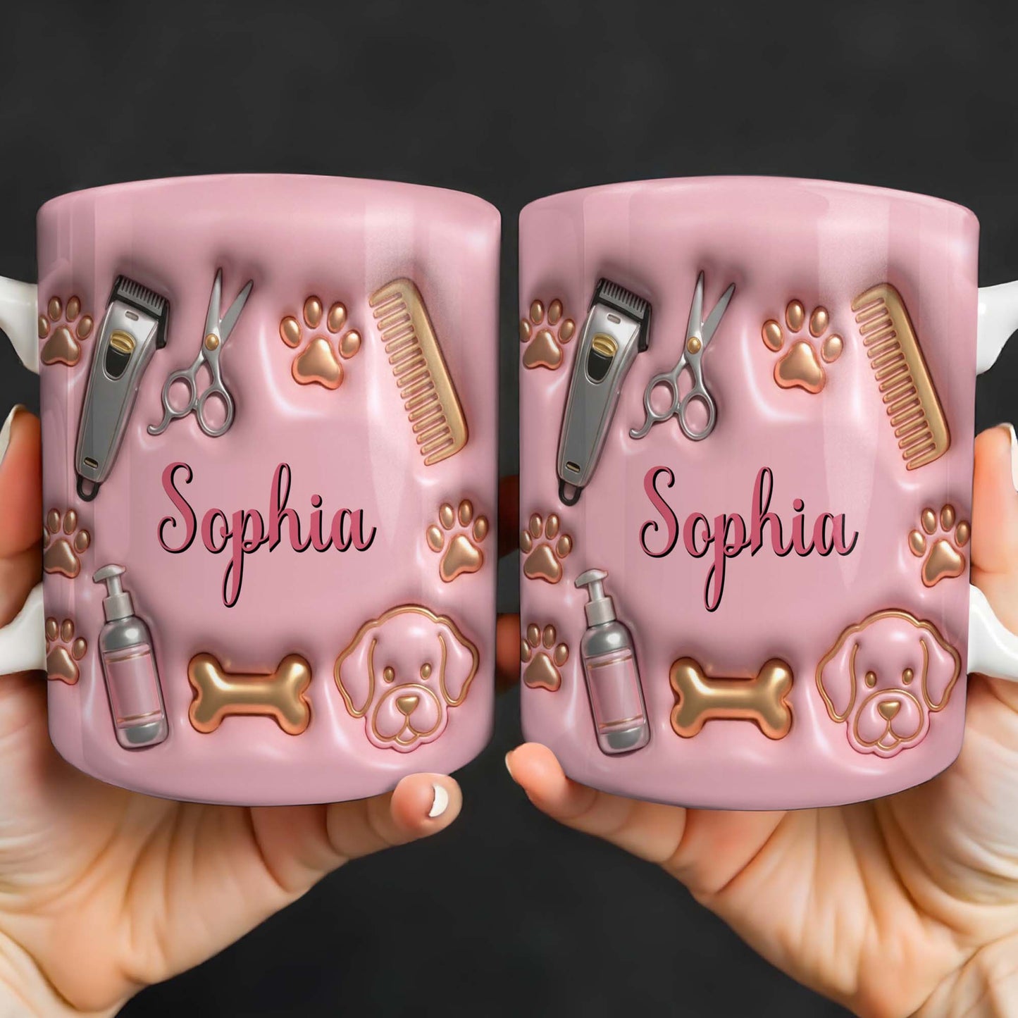 Professional Pet Grooming Accessories Dog Paws Bone And Scissors - Personalized Custom Coffee Mug - JBS151_MG