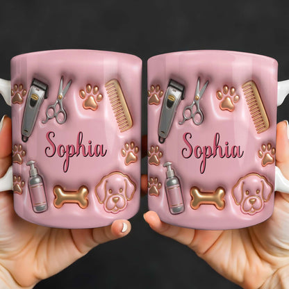 Professional Pet Grooming Accessories Dog Paws Bone And Scissors - Personalized Custom Coffee Mug - JBS151_MG