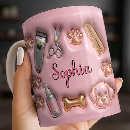 Professional Pet Grooming Accessories Dog Paws Bone And Scissors - Personalized Custom Coffee Mug - JBS151_MG