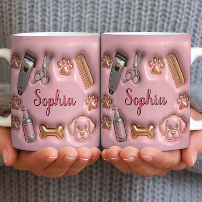 Professional Pet Grooming Accessories Dog Paws Bone And Scissors - Personalized Custom Coffee Mug - JBS151_MG
