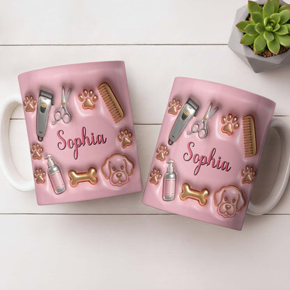 Professional Pet Grooming Accessories Dog Paws Bone And Scissors - Personalized Custom Coffee Mug - JBS151_MG