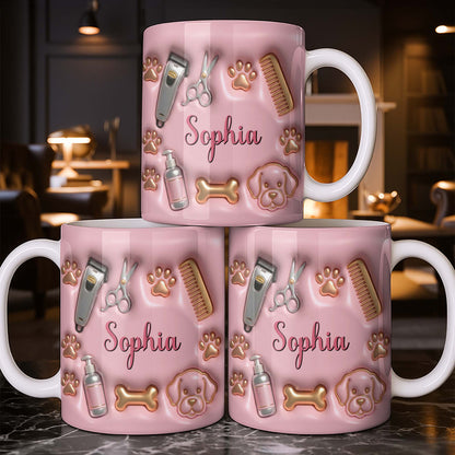 Professional Pet Grooming Accessories Dog Paws Bone And Scissors - Personalized Custom Coffee Mug - JBS151_MG